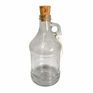 Vtg Clear Glass Jug‎ Bottle Thermos Cork Rustic Farmhouse Decor Cottagecore 11"